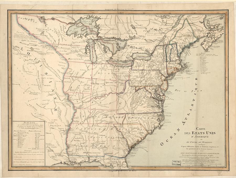 Carte des Etats Unis d'Amerique, et du cours du Missisipi - redigees d ...