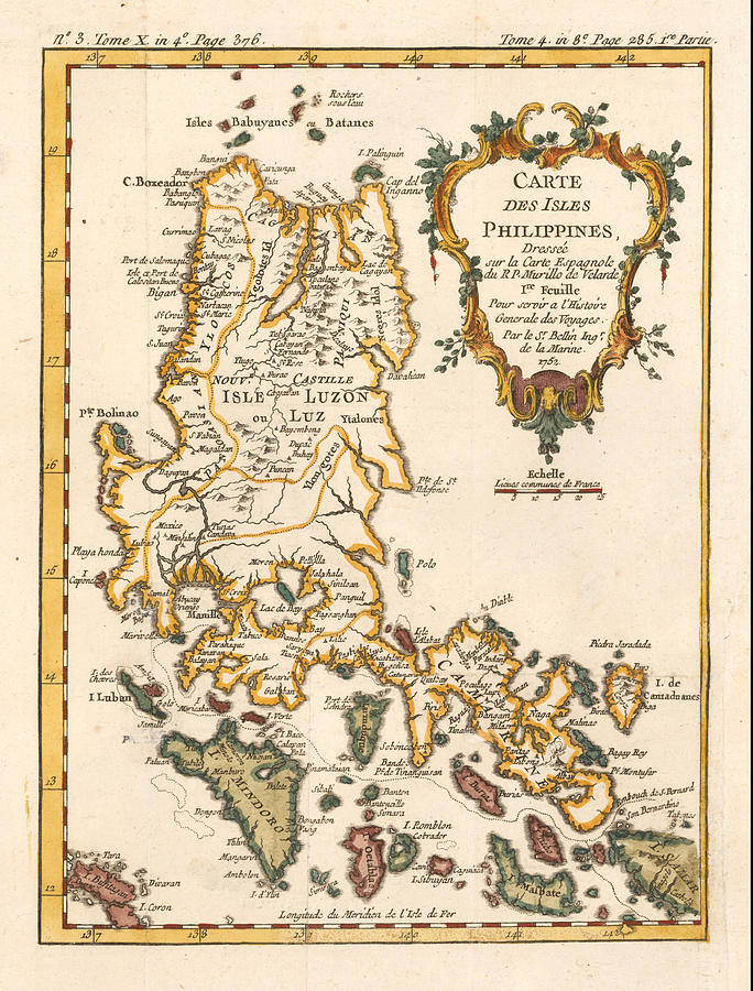 Carte Des Isles Philippines Dressee Sur La Carte Espagnole Du R P Murillo De Velarde Re Feuille Paris Painting By Jacques Nicolas Bellin