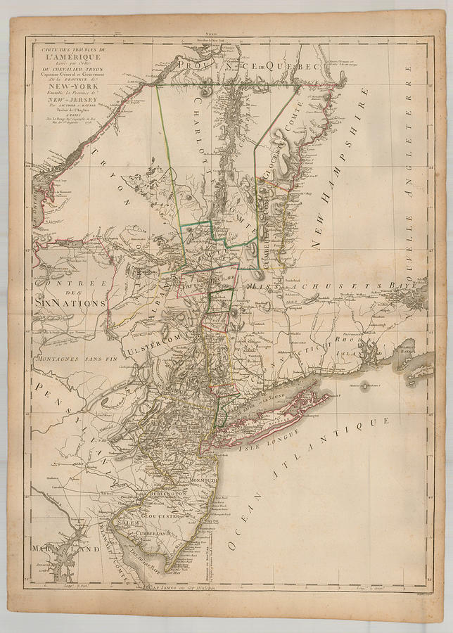 Carte Des Troubles De L Amerique Levee par Ordre Du Chevalier Tryon ...