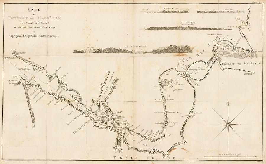 Carte du Detroit de Magellan dans laquelle on a Insere les Observations ...