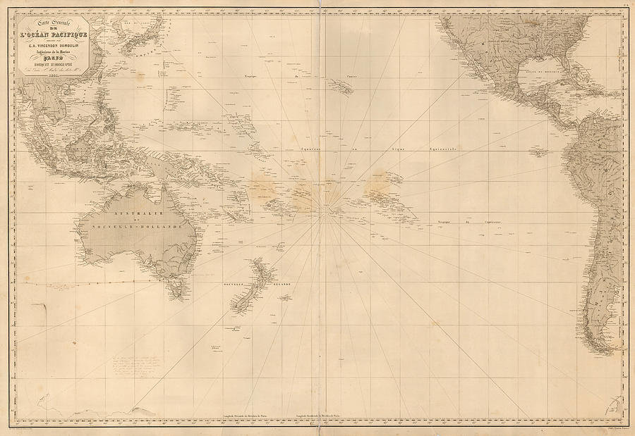 Carte Generale de L Ocean Pacifique Dressee Par C A Vincendon Dumoulin ...