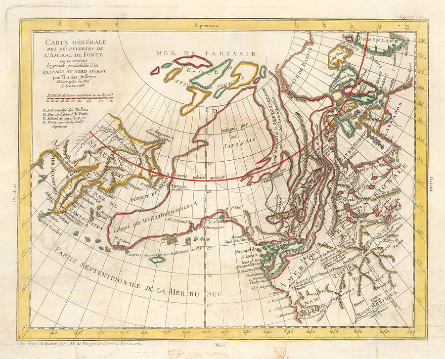 Carte Generale Des Decouvertes De L Amiral De Fonte representant la ...