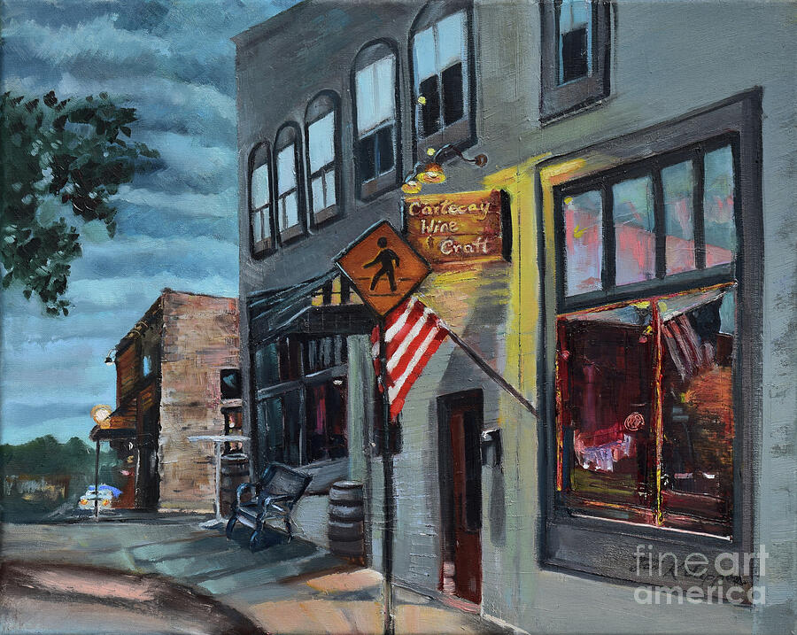 Cartecay Wine and Craft at Dusk - Ellijay Painting by Jan Dappen