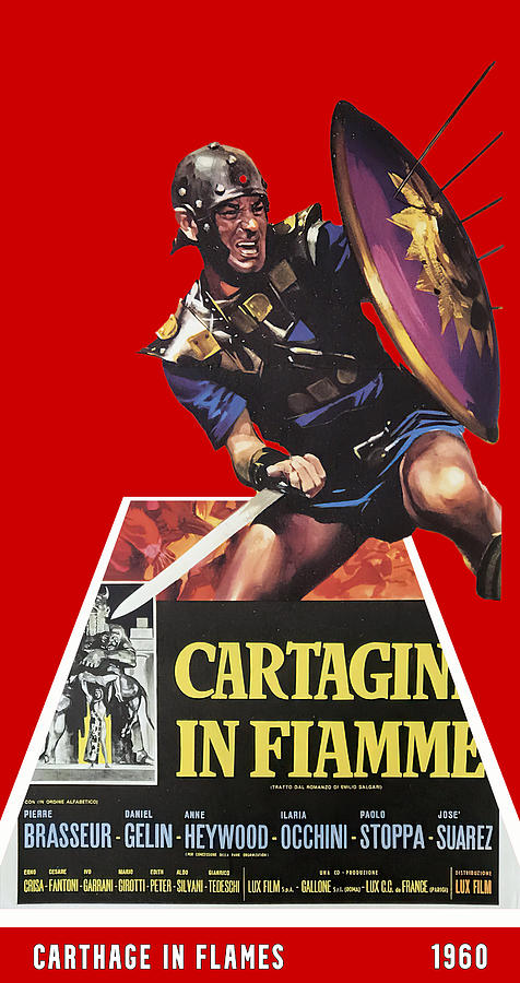 Carthage in Flames, 1960 - 3d movie poster Mixed Media by Movie World Posters