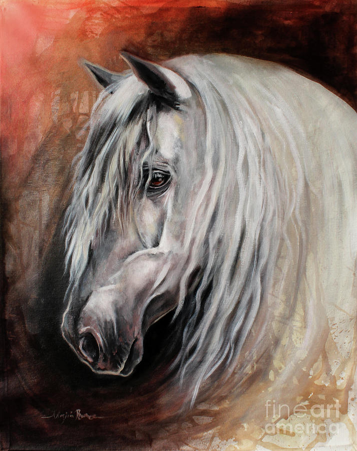 Horse Painting - Carthusian by Virginia Romero