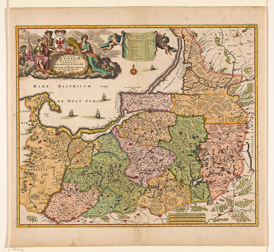 Cartography in the Netherlands, map of Prussia, Nicolaes Visscher Painting by MotionAge Designs