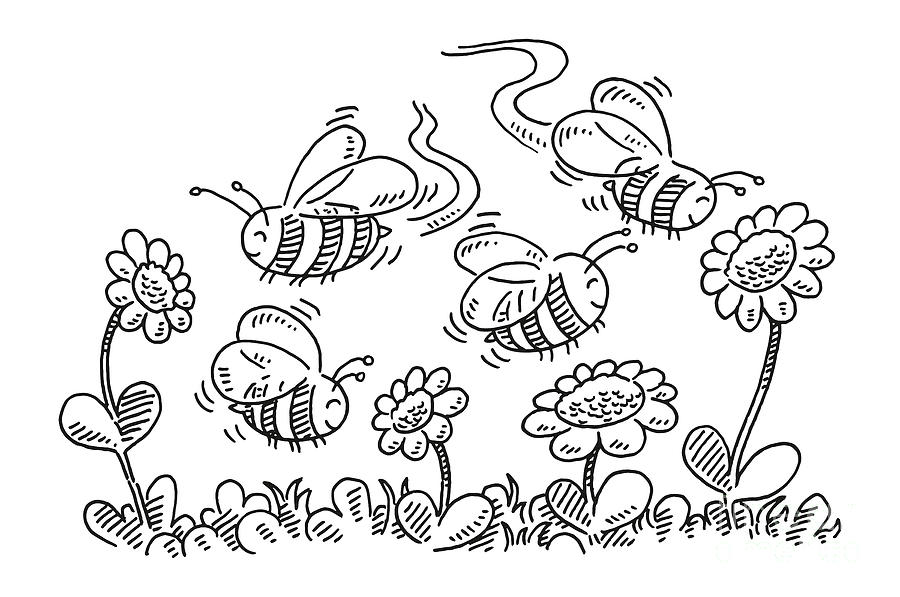 animated bees on flowers