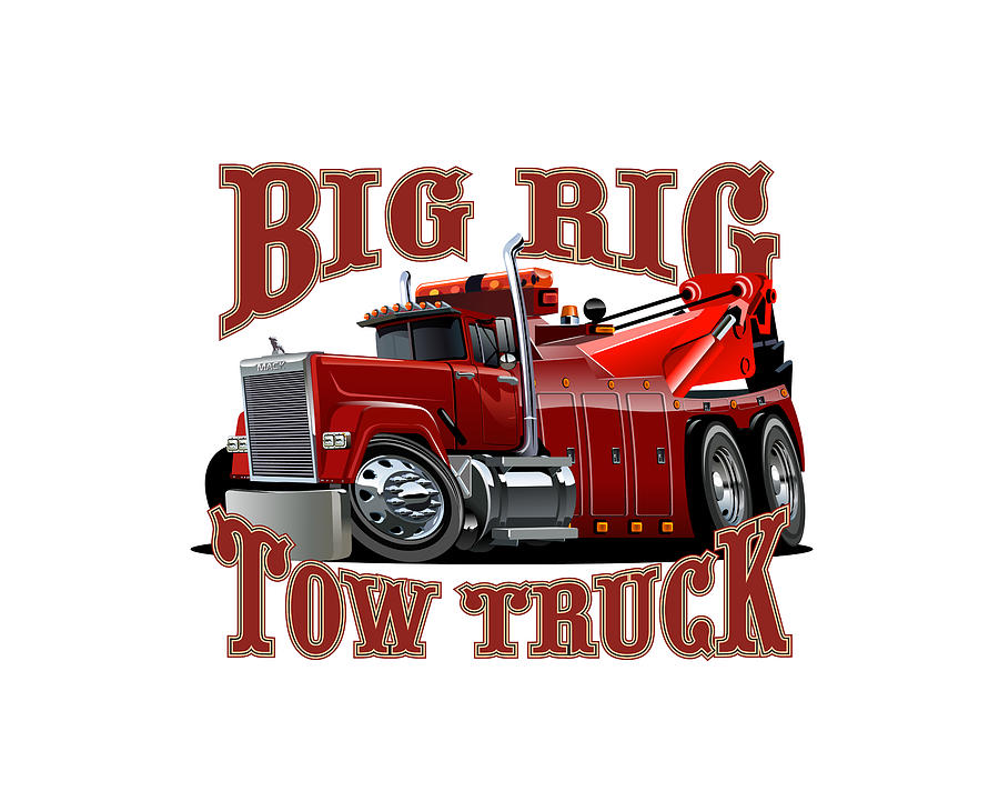 Cartoon big rig tow truck Digital Art by Aleksandr Volodin - Pixels