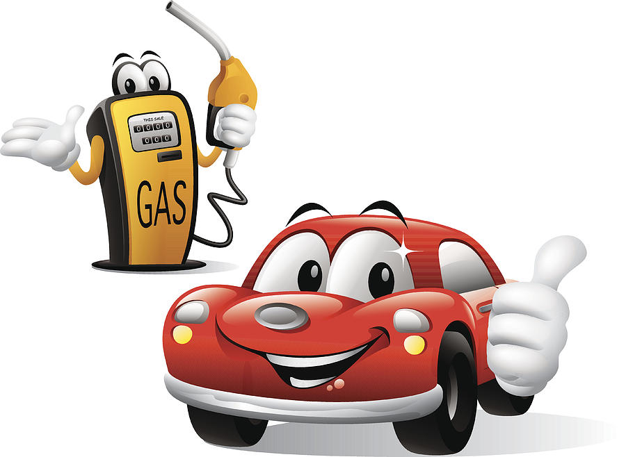 Cartoon Car With Gas Pump Drawing by Nokee