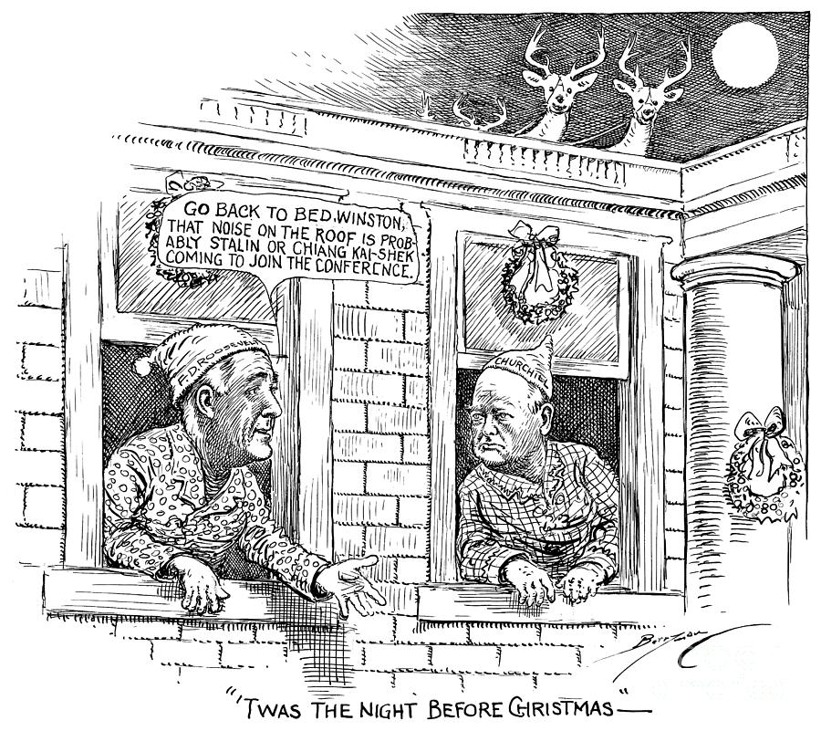 Cartoon - Christmas Eve, 1941 Drawing by Clifford Berryman