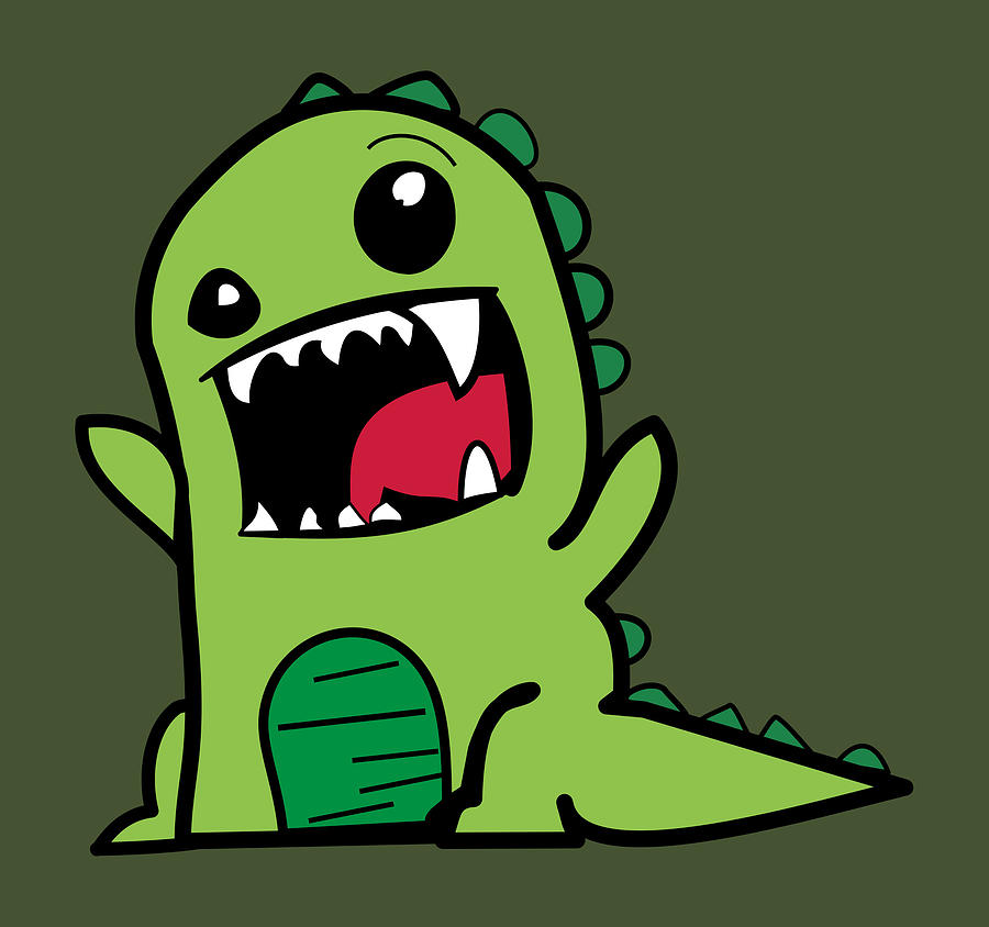 Cartoon Comic Dino Dinosaur Green Ideas Smile Digital Art by Jeff Brassard  - Fine Art America