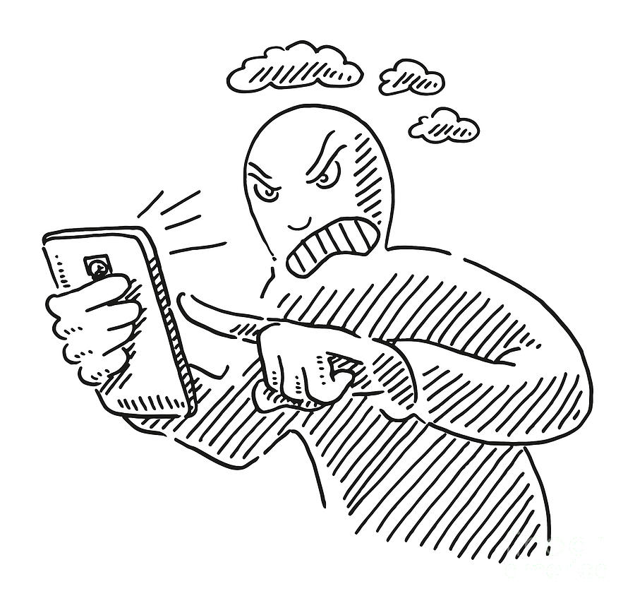 Cartoon Figure Angry About Smartphone Drawing Drawing By Frank Ramspott Fine Art America 