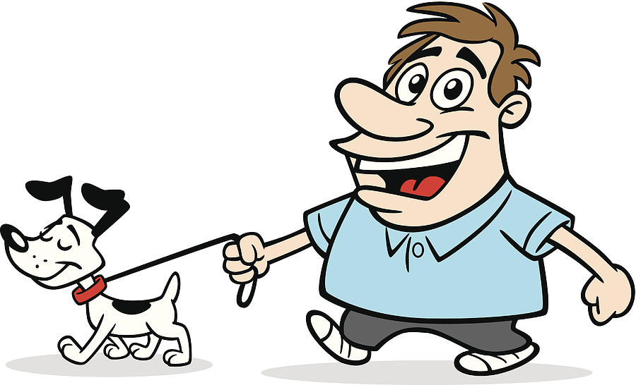 Cartoon Guy With Dog Drawing by Artpuppy
