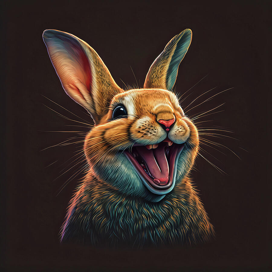 Cartoon Happy Bunny Rabbit Digital Art by Jim Vallee