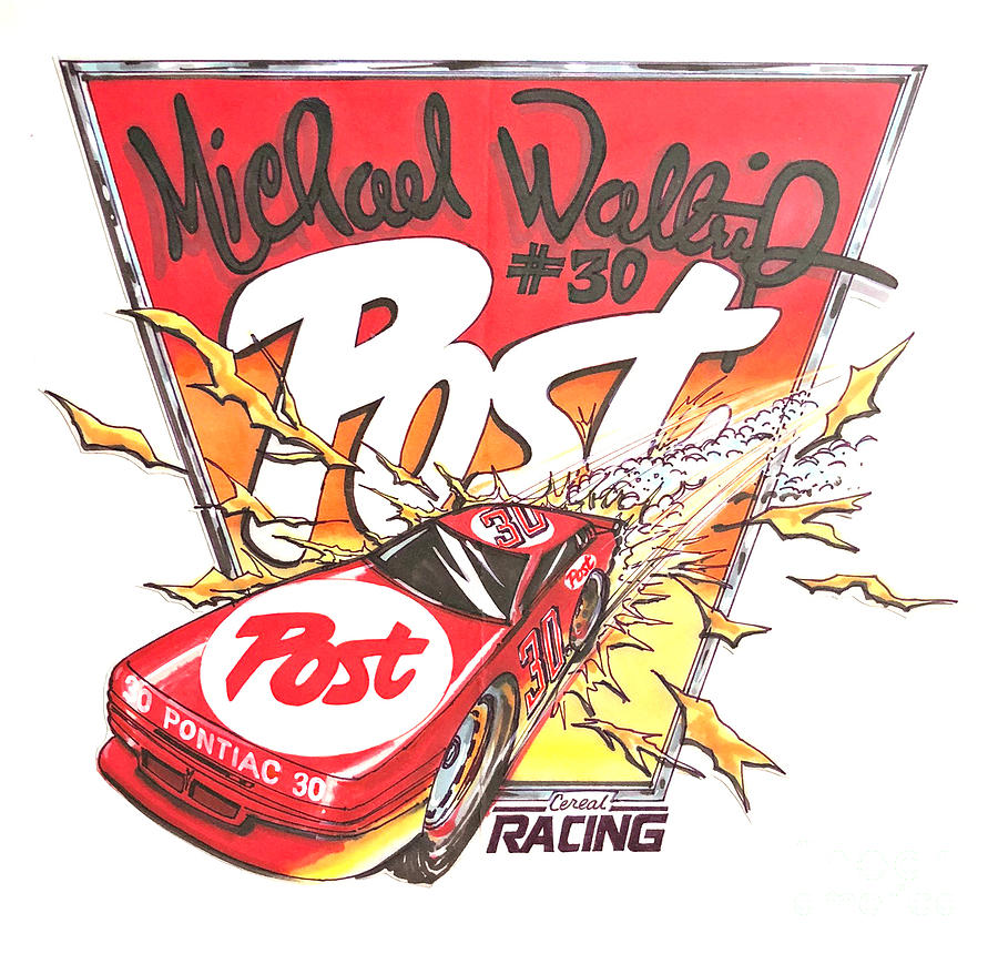 Cartoon Marker Sketch - Michael Waltrip Racing Car - Post Brand Photograph by Miriam Danar