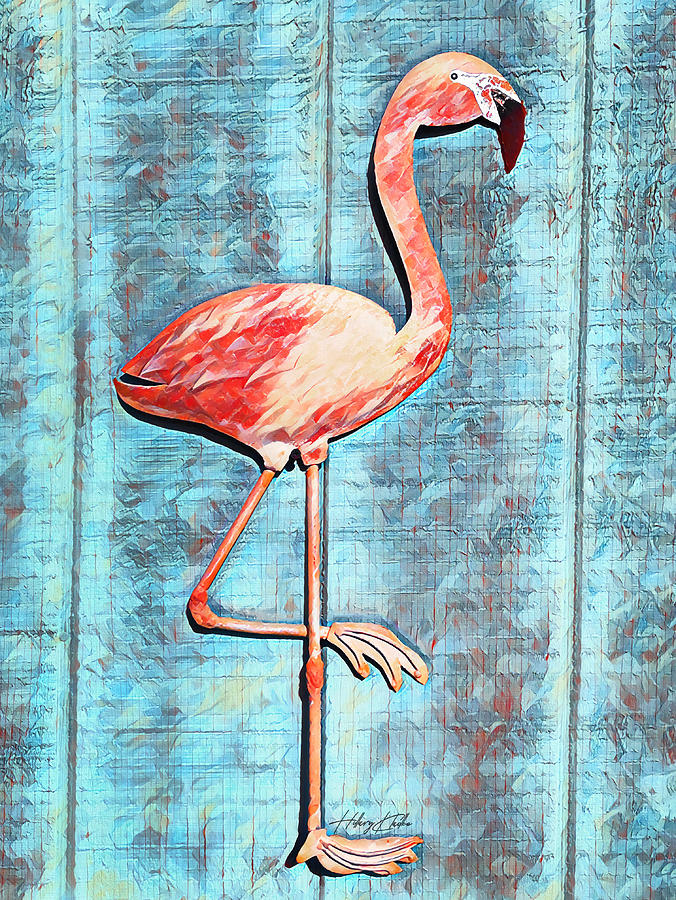 Cartoon Pink Flamingo Painting by Hillary Kladke