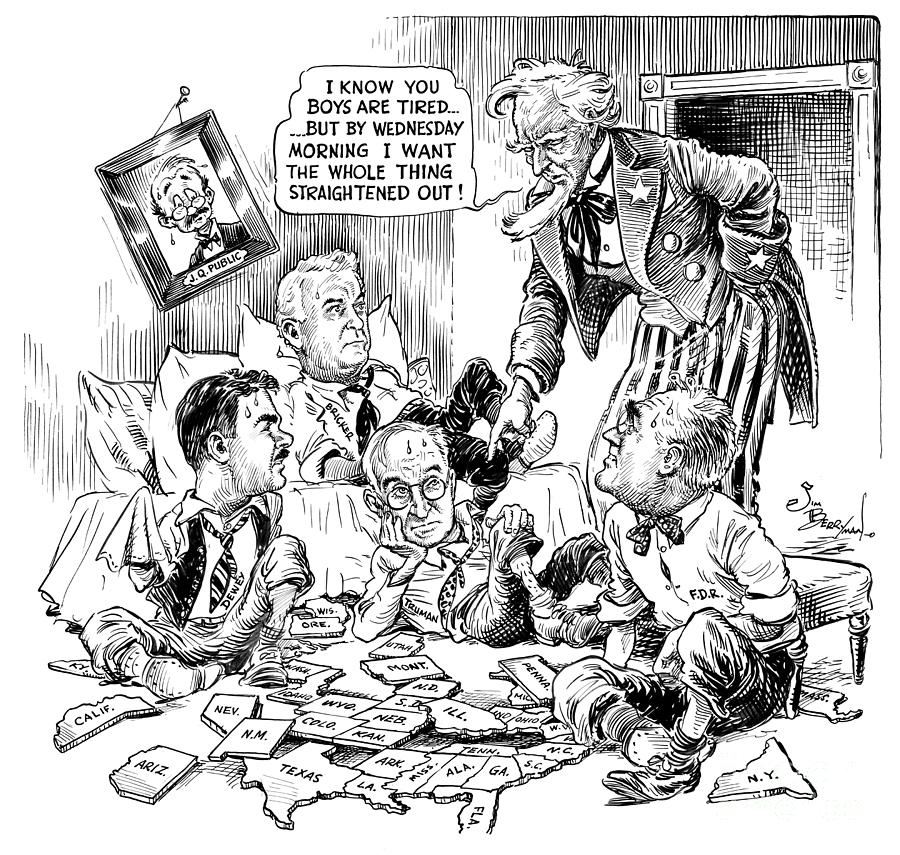 Cartoon - Presidential Election 1944 Drawing by Clifford Berryman