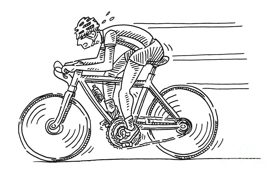 Cartoon Racing Cyclist Drawing Drawing by Frank Ramspott - Fine Art America