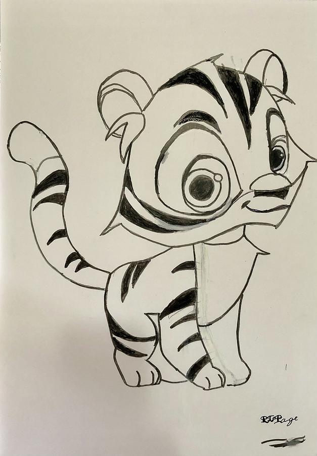 Cartoon Tiger Pastel by Richard Le Page