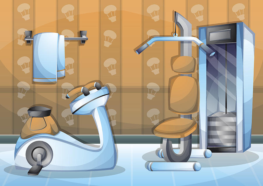 Cartoon Vector Illustration Interior Fitness Room With Separated Layers Drawing by Toonsteb