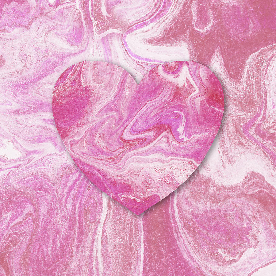 Carved In Stone Hidden Marble Heart Pinkwatercolor Art Painting