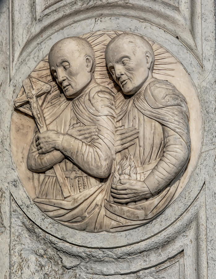 Carved Stone of Two Monks  Photograph by David Letts