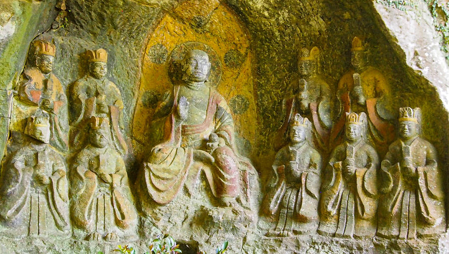 Carved Uzuki Stone Buddhas in Japan Photograph by L Bosco
