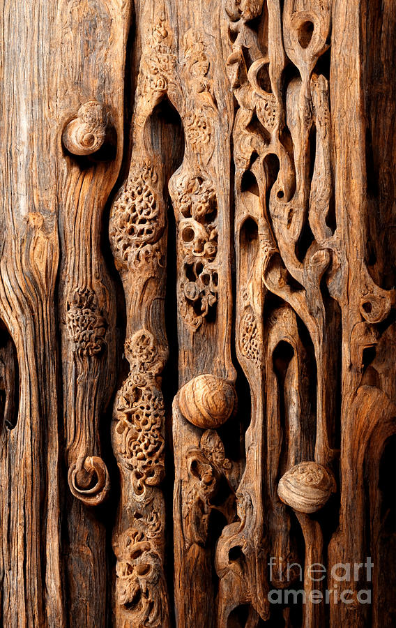Wood Digital Art - Carved wood by Sabantha