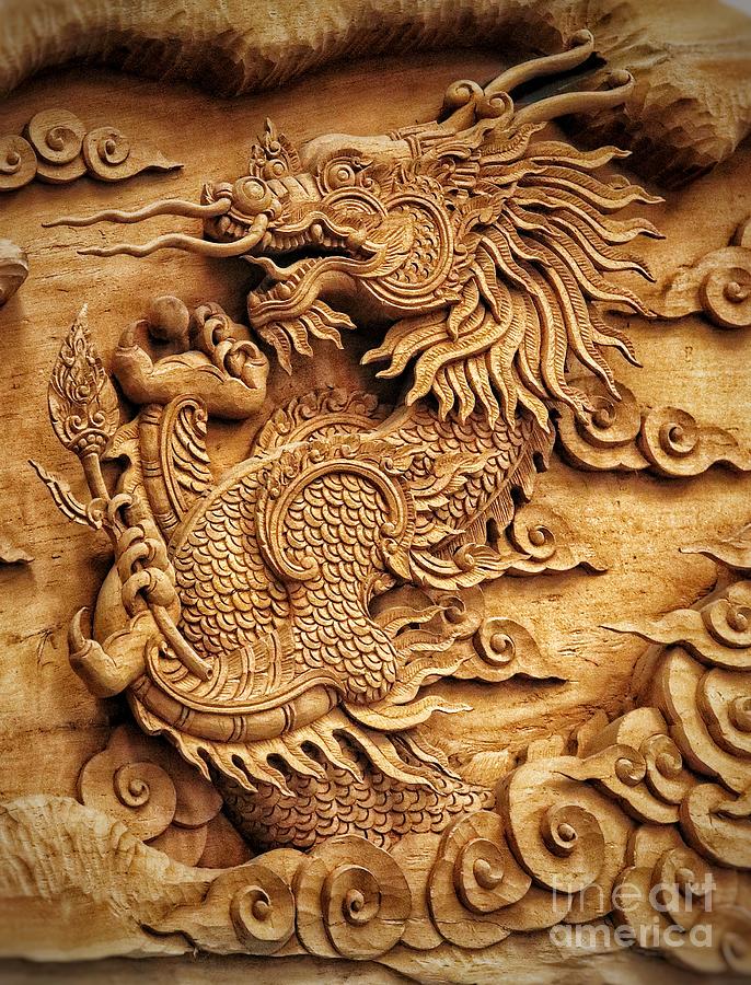 Carved wooden Dragon sculpture Photograph by Marie-Elaina Reichle