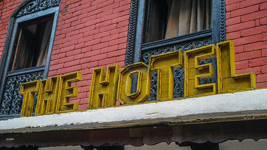 Carved Wooden The Hotel Sign Photograph by Matthew Bamberg