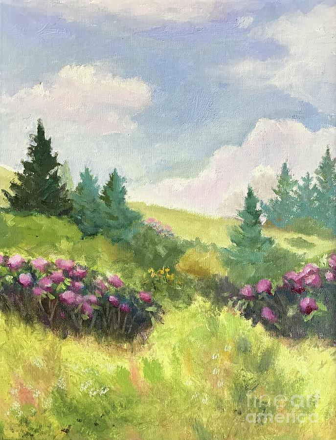 Carvers Gap Rhododendron  Painting by Anne Marie Brown