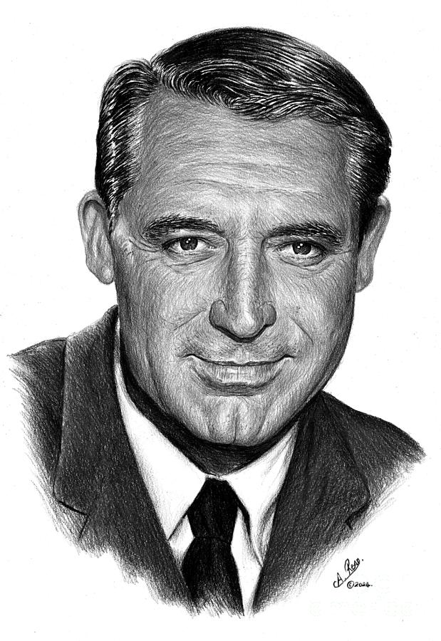 Cary Grant bw Drawing by Andrew Read - Fine Art America