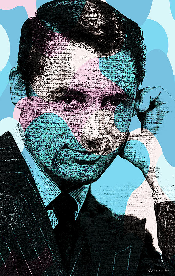 Cary Grant modernized portrait Mixed Media by Movie World Posters