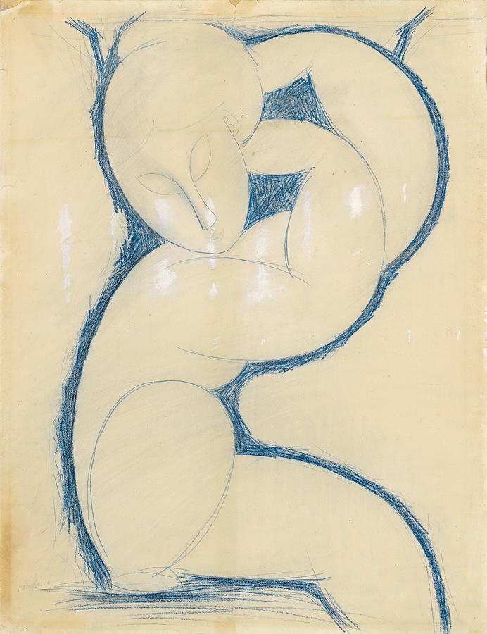 Caryatid 2 Drawing by Amedeo Modigliani