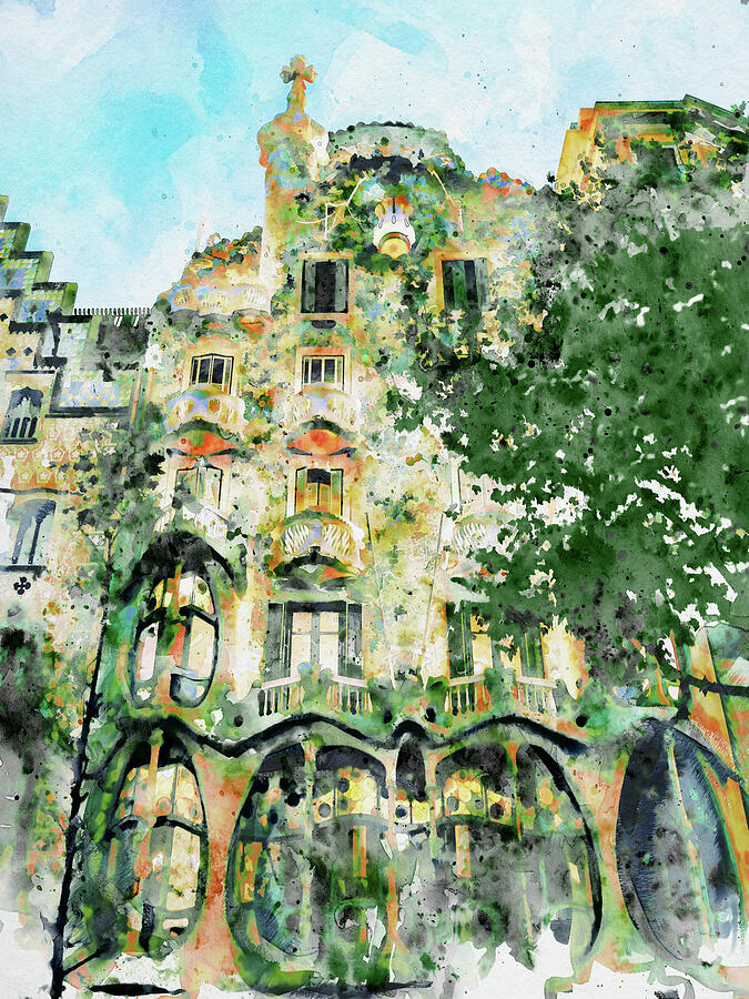 Barcelona Painting - Casa Batllo Barcelona by Marian Voicu