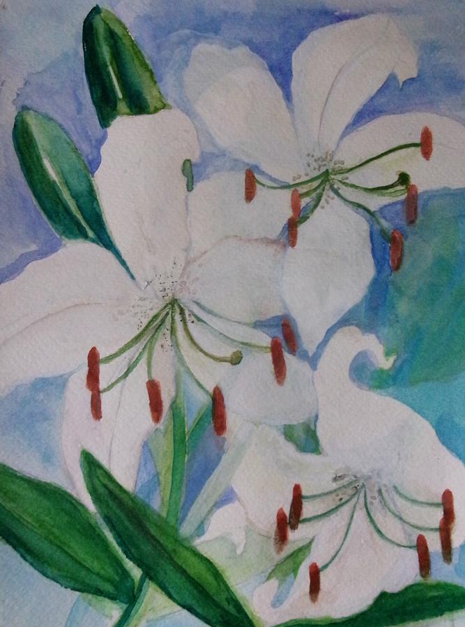 Flower Painting - Casa Blanca Lilies Curvier, 2023  by Claudia Smaletz