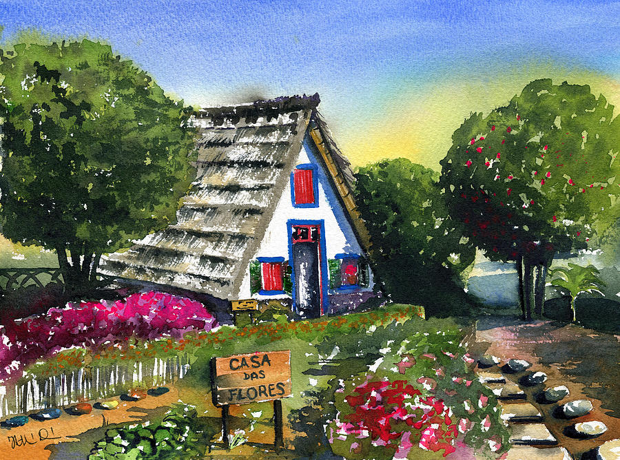 Casa Das Flores - Madeira Portugal Painting by Dora Hathazi Mendes