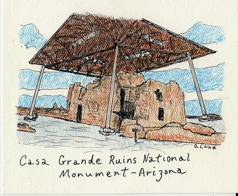 Casa Grande Ruins National Monument Drawing by Danny Lowe