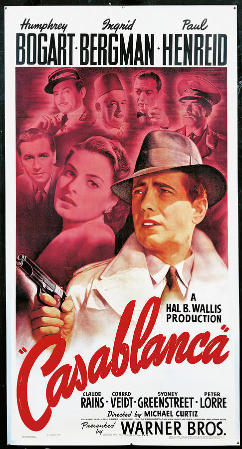 Casablanca, 1942 - art by Bill Gold #1 Mixed Media by Movie World Posters
