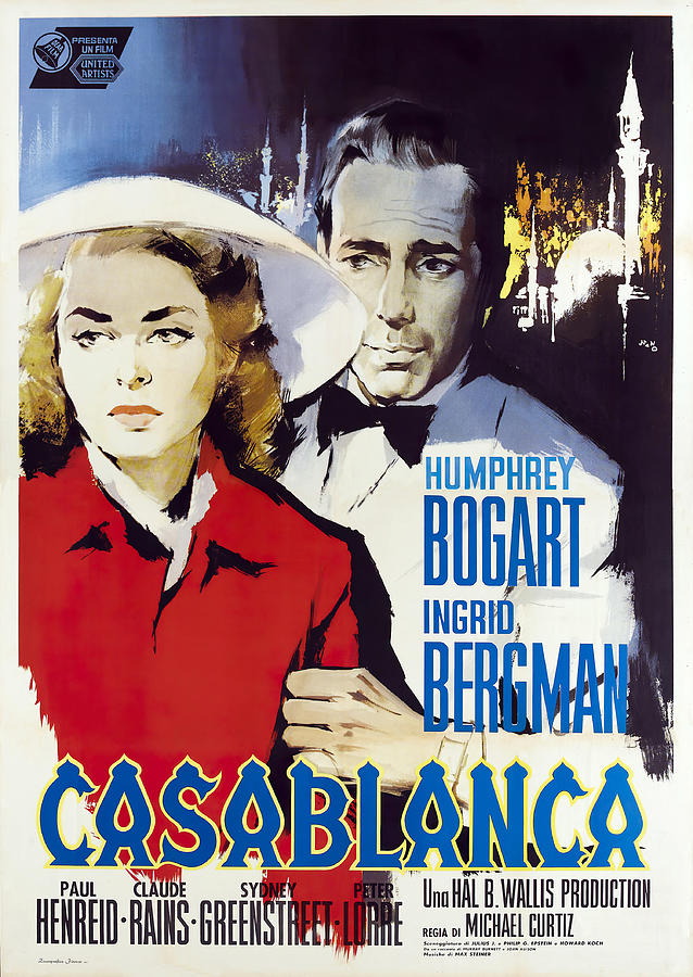 Casablanca, 2 1942 - art by Silvano Campeggi Mixed Media by Movie World Posters