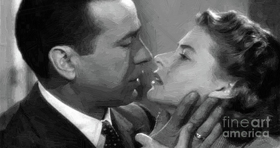 Casablanca - Classic Bogart and Bergman in Oil Painting by Doc Braham