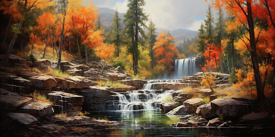 Cascade Falls 3 Digital Art by Lori Grimmett