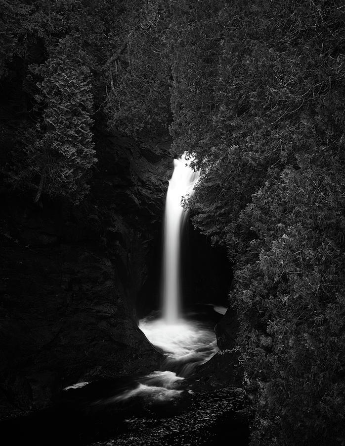 Cascade Falls Black And White Minnesota Photograph by Dan Sproul