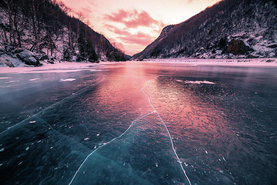Cascade Lake Photograph - Cascade Ice Sunset by Brad Wenskoski Cascade Lake Photograph - Cascade Ice Sunset by Brad Wenskoski