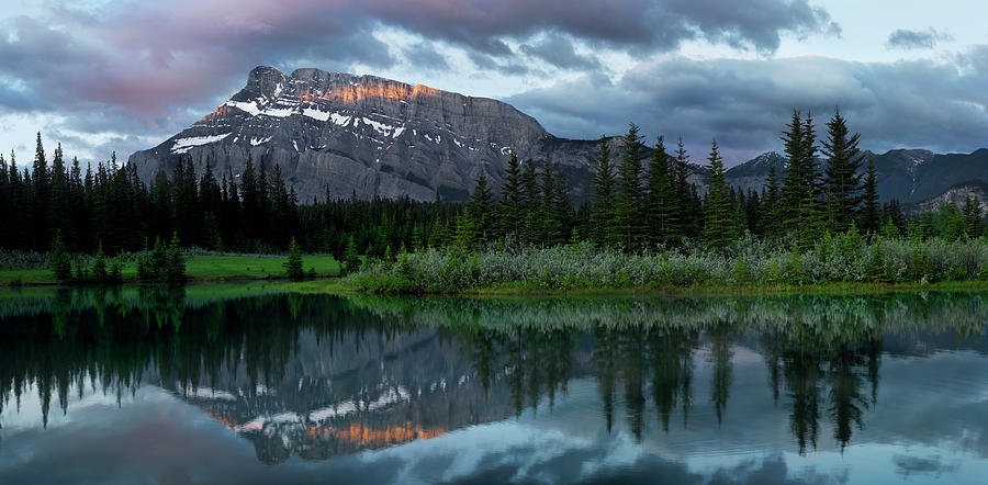Cascade Montain and Ponds Banff national park rockies Photograph by Sonny Ryse