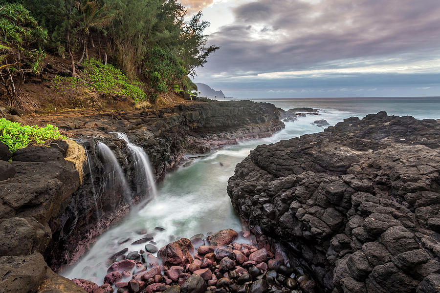 Cascades at Queens Bath Kauai Photograph by Pierre Leclerc Photography