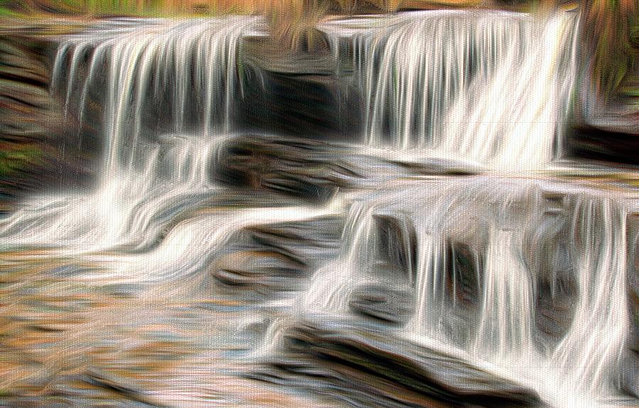 Cascading Waterfall Painterly Mixed Media by Bob Pardue