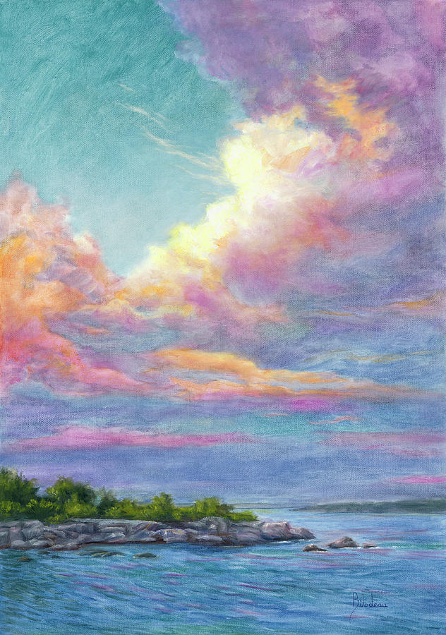 Sunset Painting - Casco Bay by Lucie Bilodeau