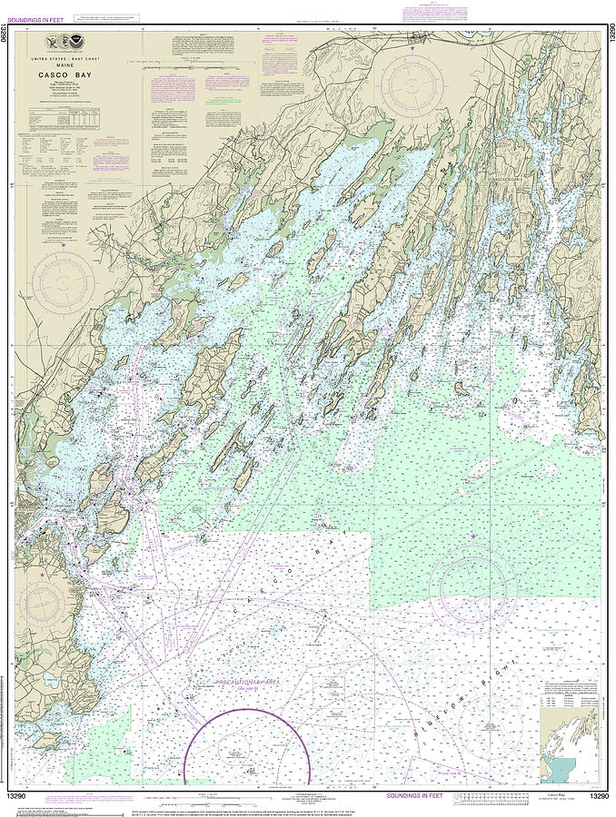 Casco Bay Nautical Chart 13290 Digital Art by John Gernatt Fine Art