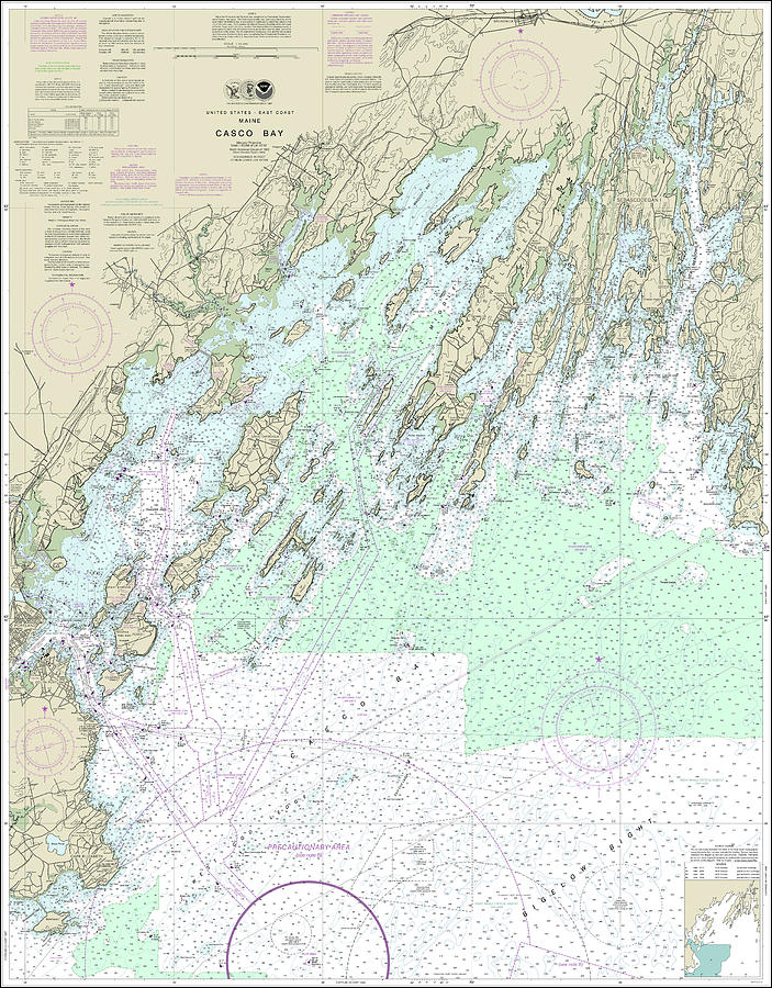 Casco Bay Nautical Chart 13290 No Borders Digital Art by John Gernatt ...